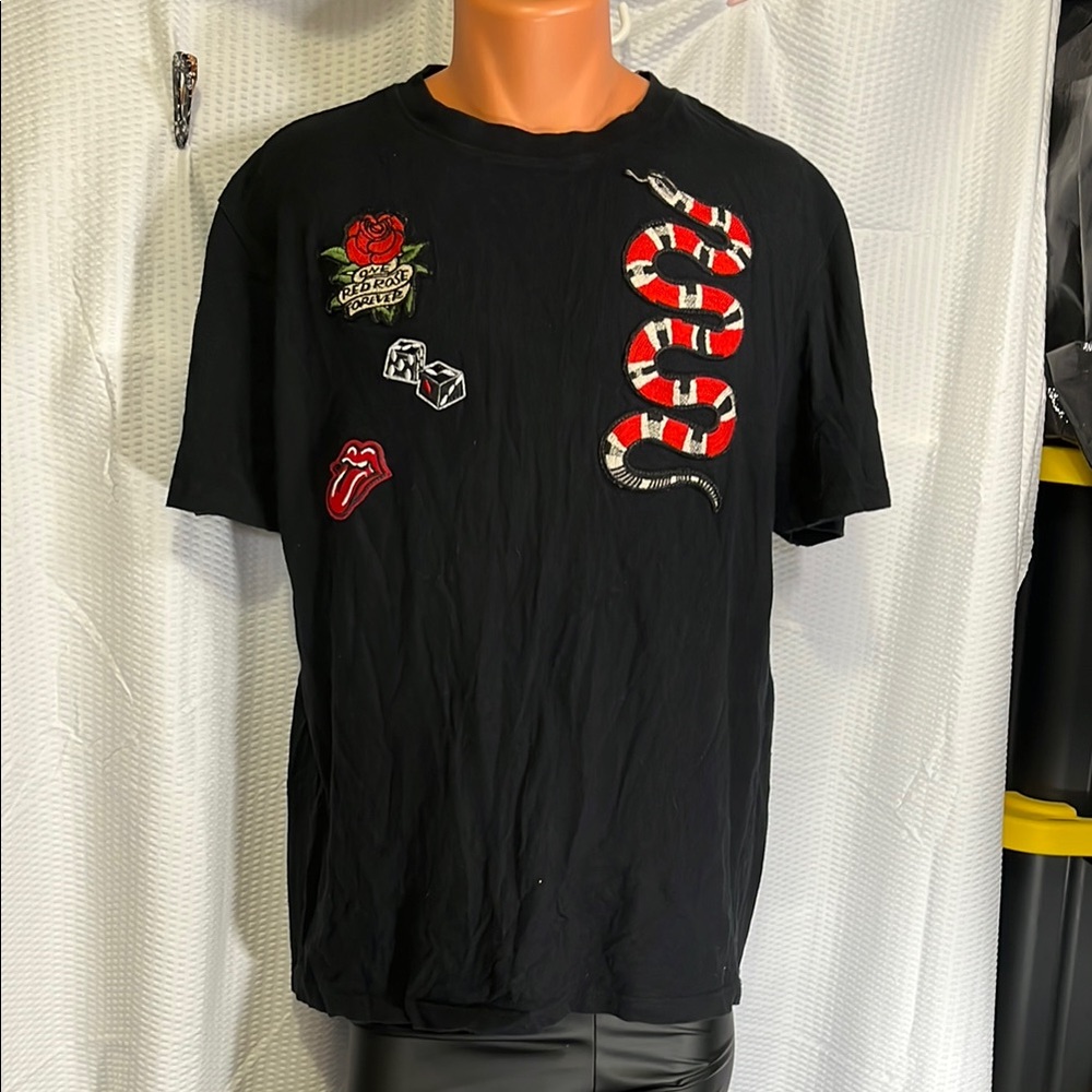 Black and Red Short Sleeve Tees with Graphic Designs